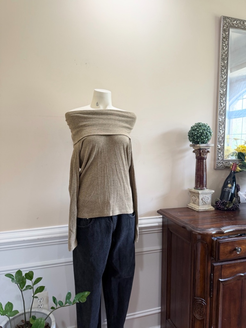 Lauren Ralph Lauren Black Label Off-Shoulder Knit Sweater